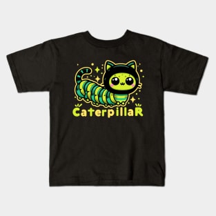 Cute Colorful Cat Caterpillar Hybrid Pun Kids T-Shirt